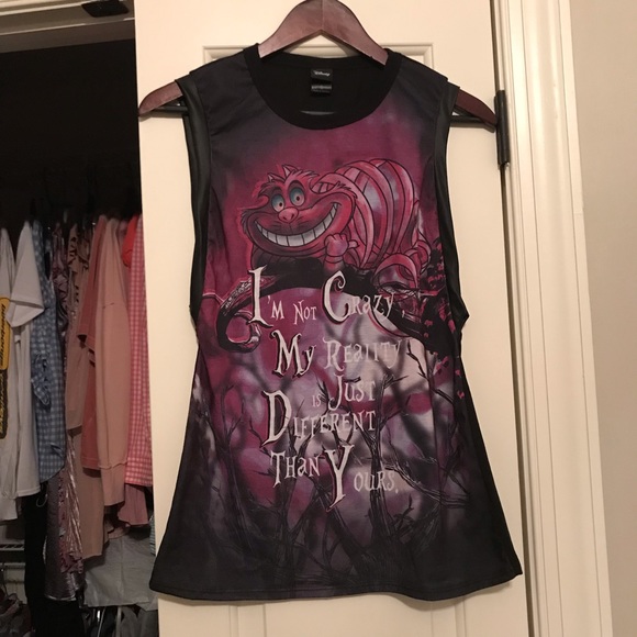 Disney Tops Alice In Wonderland Cheshire Cat Tank Leather Tee